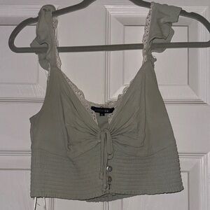 Boutique Light Green Lace Crop Top